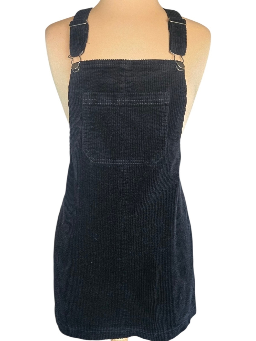 Corduroy Pinafore Dress in Black Sz S
